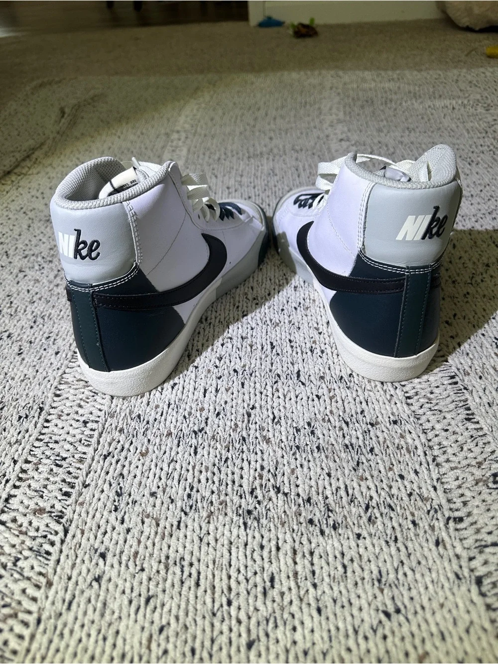 Nike Kids White and Black High-Top Sneakers